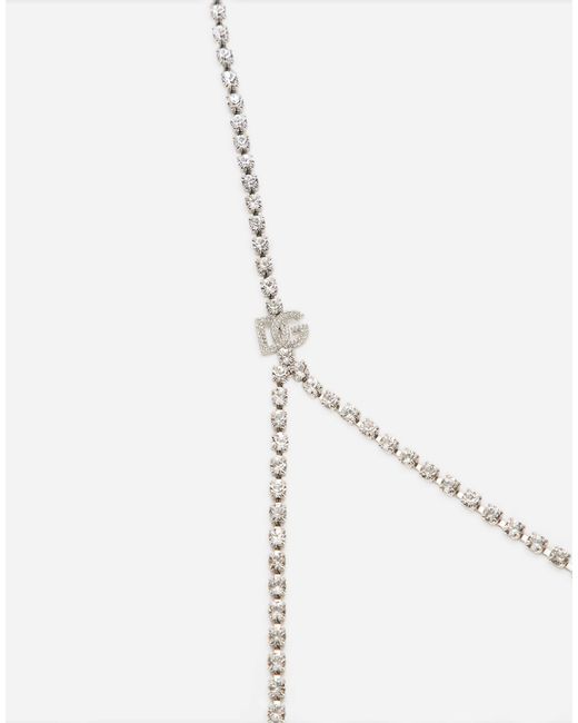 Dolce & Gabbana リジッドブレスレット ラインストーン Dgロゴ White