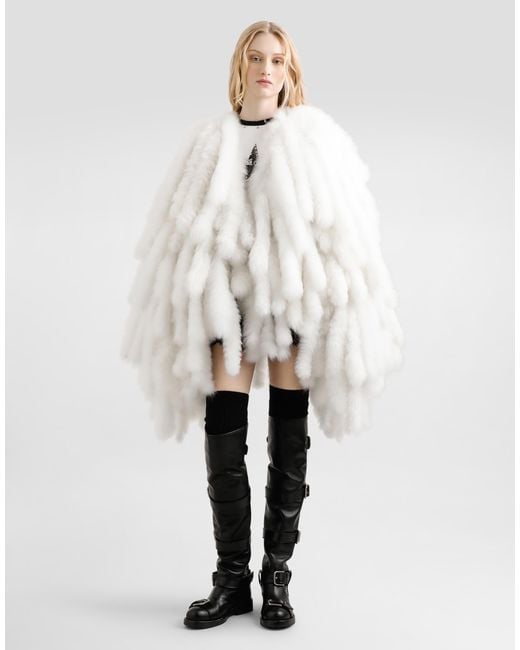 Dolce & Gabbana White Alpaca Coat