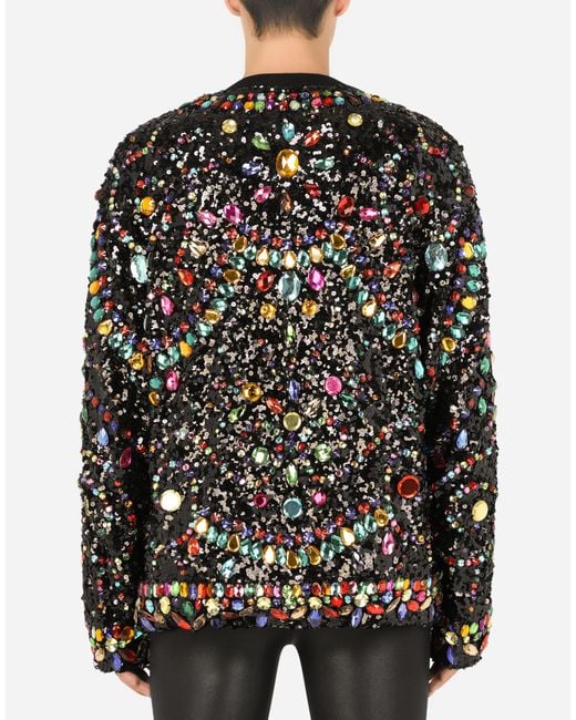 Camiseta de lentejuelas multicolor con cristales & Gabbana de hombre de color Negro Lyst