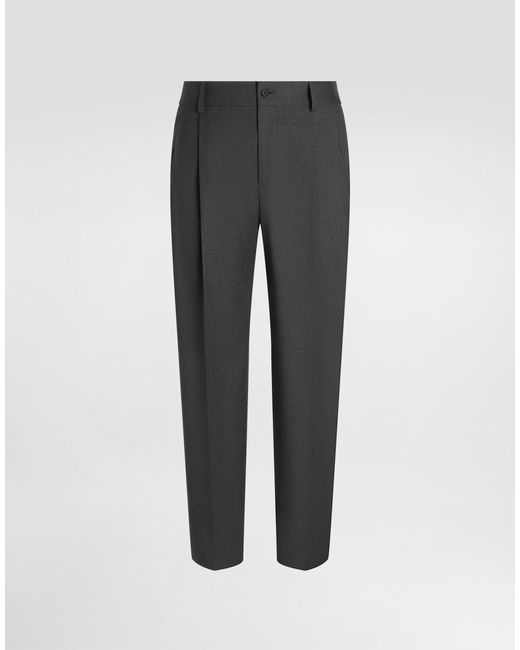 メンズ Dolce & Gabbana ウール ダブルダーツ パンツ Gray