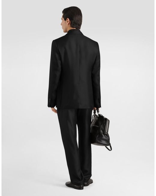 Dolce & Gabbana Black Silk Twill Jogging Trousers for men