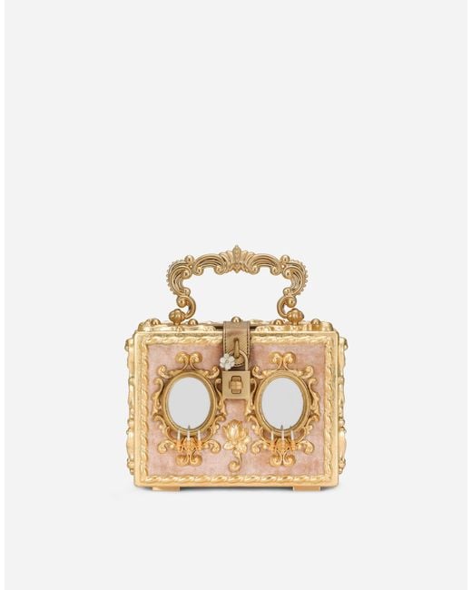 Dolce & Gabbana Multicolor Calfskin Dolce Box Bag With Rhinestone And Mirrored Detailing
