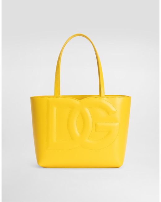 Dolce & Gabbana Yellow Kleiner Shopper Dg Logo Bag Aus Kalbsleder