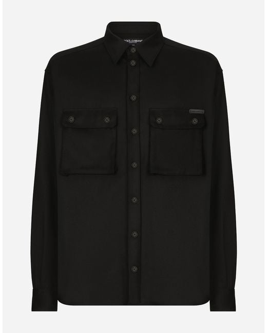 Dolce & Gabbana Oversize-Hemd Aus Flanell in Black für Herren