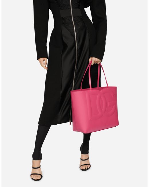 Dolce & Gabbana Pink Mittelgroßer Shopper Aus Kalbsleder Mit Logo