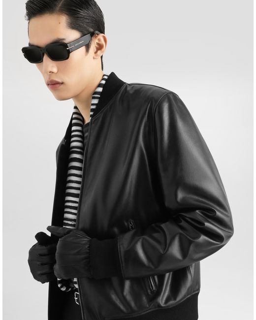 Dolce & Gabbana Black Calfskin Bomber Jacket� for men