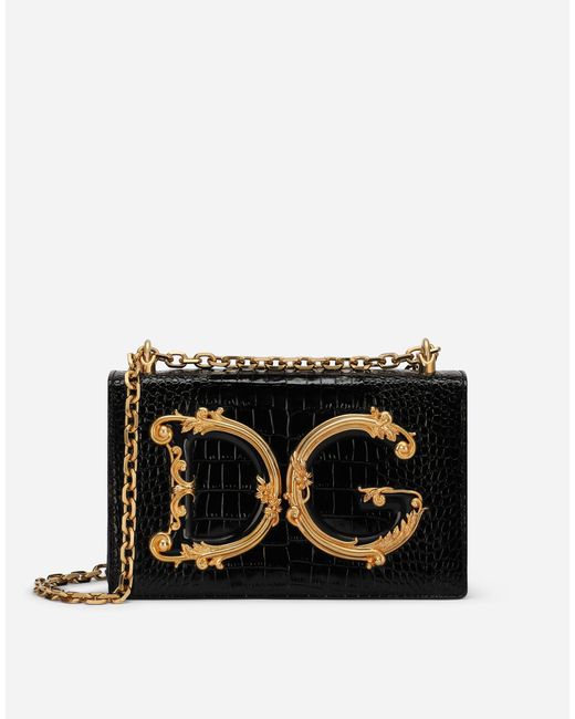 Dolce & Gabbana Crocodile-print Calfskin Dg Girls Bag in Black | Lyst