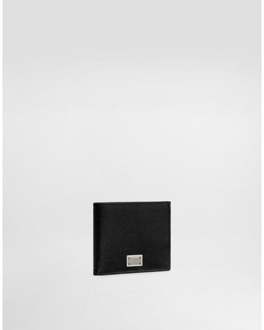 Dolce & Gabbana White Calfskin Bifold Wallet With Logo Tag for men