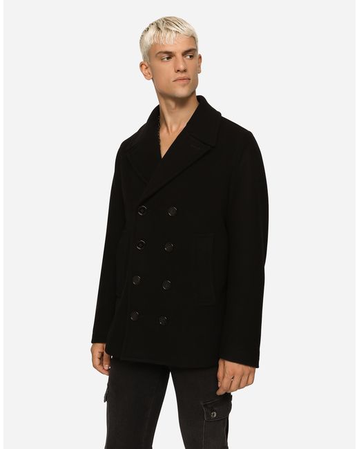 メンズ Dolce & Gabbana ロゴタグ ピーコート Black