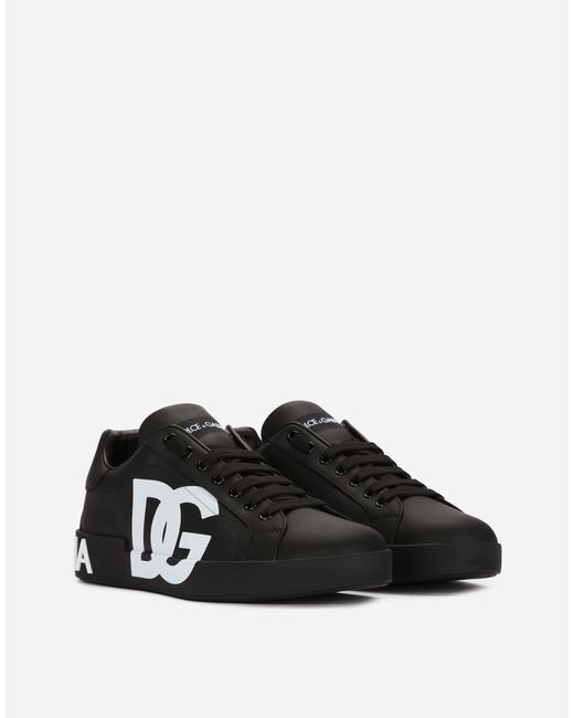Dolce & Gabbana Leder Sneaker Portofino aus Kalbsleder mit Logoplakette in Weiß für Herren Herren Schuhe Sneaker 