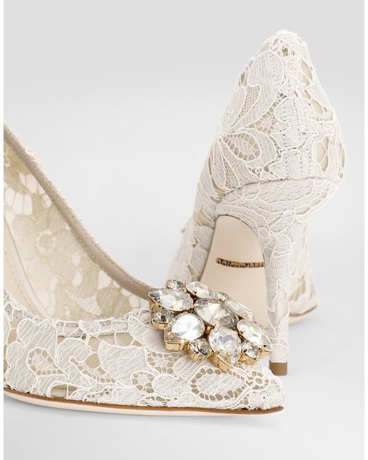 Dolce & Gabbana White Pump In Taormina Lace With Crystals