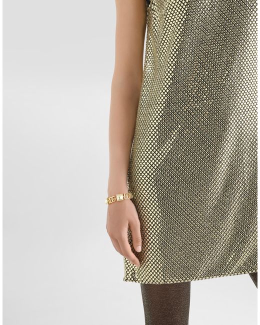 Dolce & Gabbana Green Short Crystal Mesh Dress