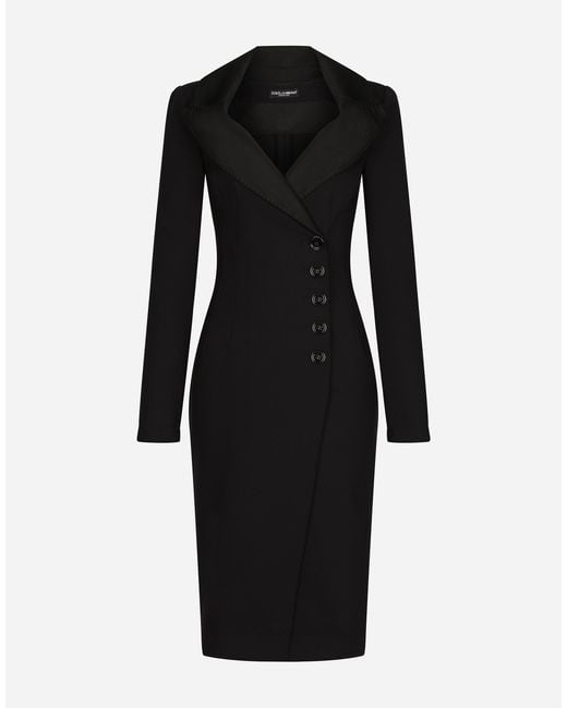Robe-Manteau Midi En Jersey Technique Dolce & Gabbana en coloris Black