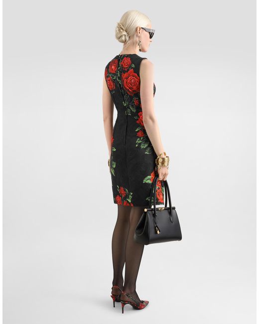 Robe En Brocart À Imprimé De Roses Dolce & Gabbana en coloris Red