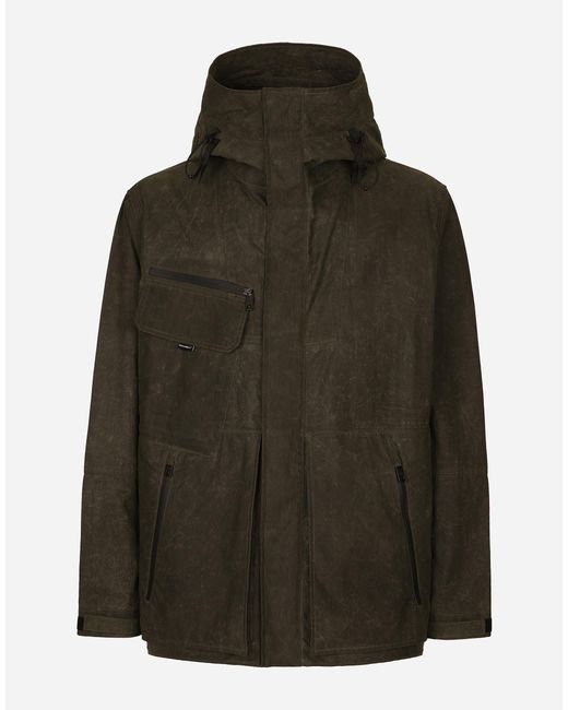 メンズ Dolce & Gabbana Lined Technical Fabric Jacket With Hood Green