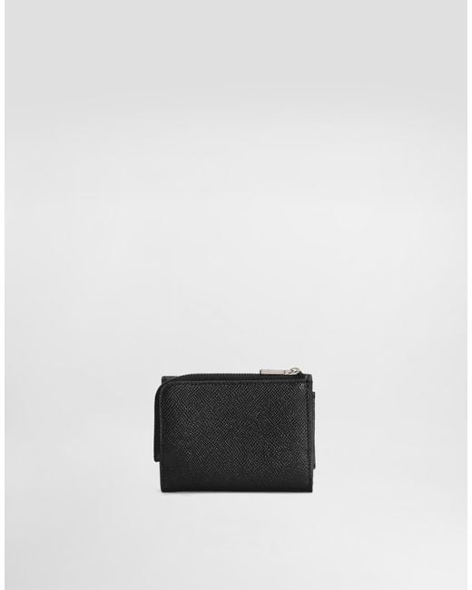 Dolce & Gabbana White Calfskin French-Flap Wallet With Logo Tag for men