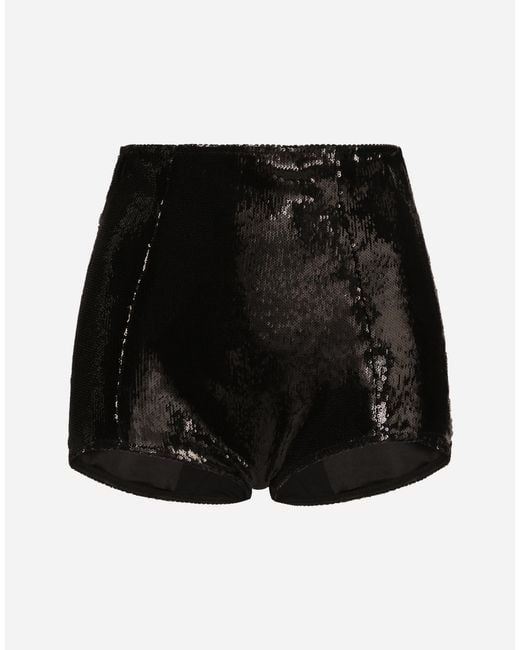 Dolce & Gabbana Black High-Waisted Sequined Briefs