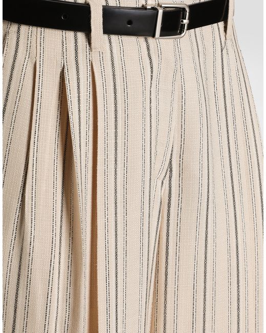 Dolce & Gabbana Natural Regimental Pinstripe Trousers