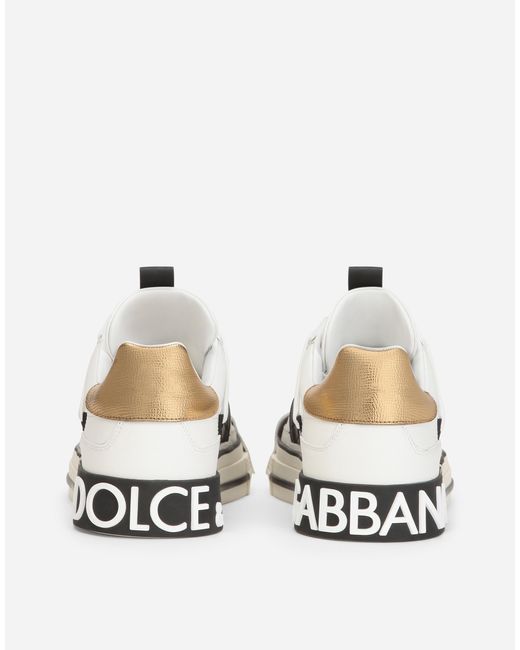 Dolce & Gabbana White SNEAKERS CUSTOM 2.ZERO AUS KALBSLEDER MIT KONTRASTDETAILS