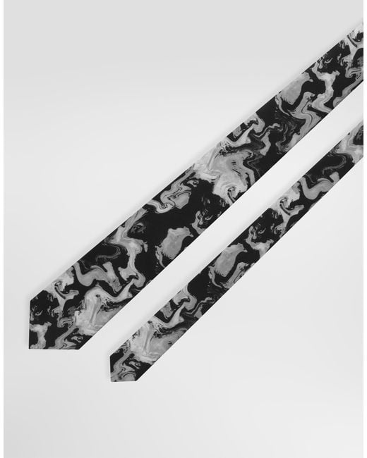 Dolce & Gabbana White Abstract-Print Twill Tie for men