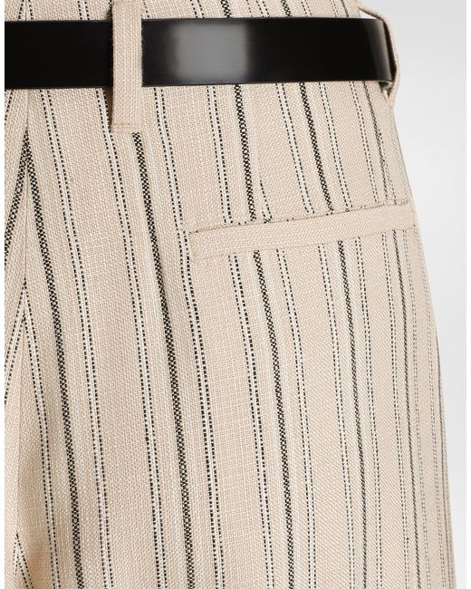 Dolce & Gabbana Natural Regimental Pinstripe Trousers
