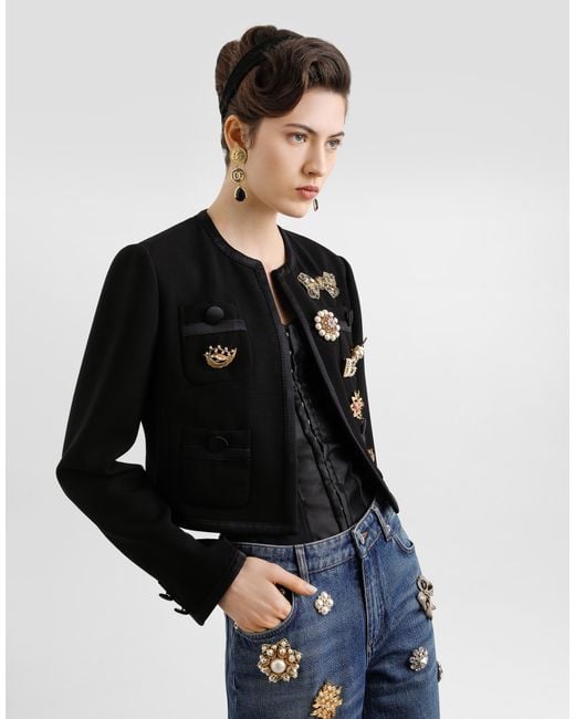 Dolce & Gabbana Black Double Crêpe Wool Jacket