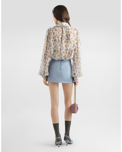 Dolce & Gabbana Blue Basketweave Skirt