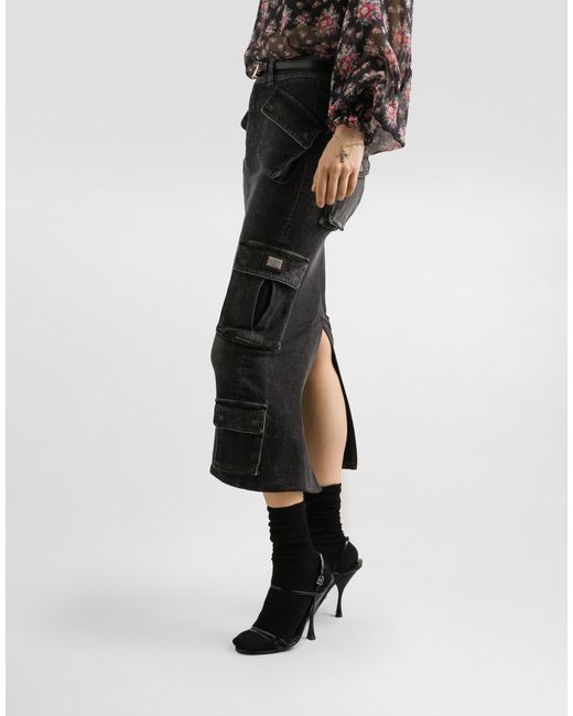 Dolce & Gabbana Black Denim Skirt