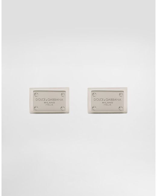 Dolce & Gabbana White Cufflinks With Logo Tag for men