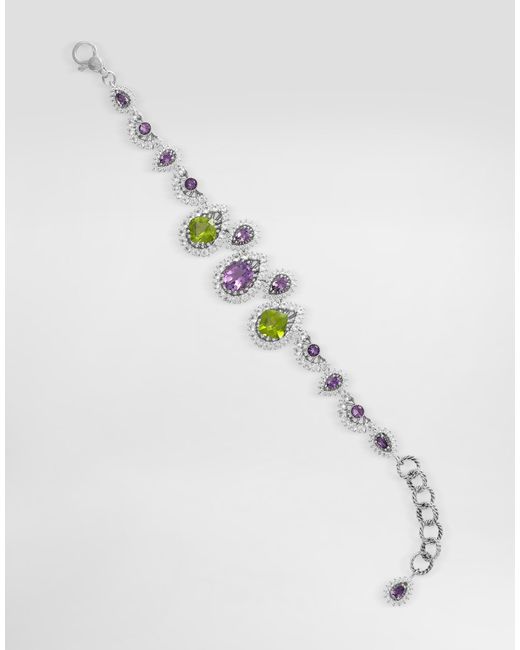 Dolce & Gabbana White Eleganza Bracelet 18-Carat, Amethysts, Peridots, And Sapphires