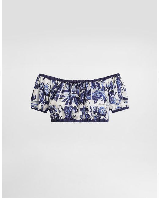 Dolce & Gabbana Blue Dg Exclusive Majolica- Cotton Top