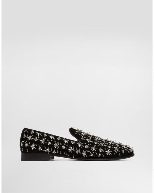 Dolce & Gabbana White Velvet Slippers for men
