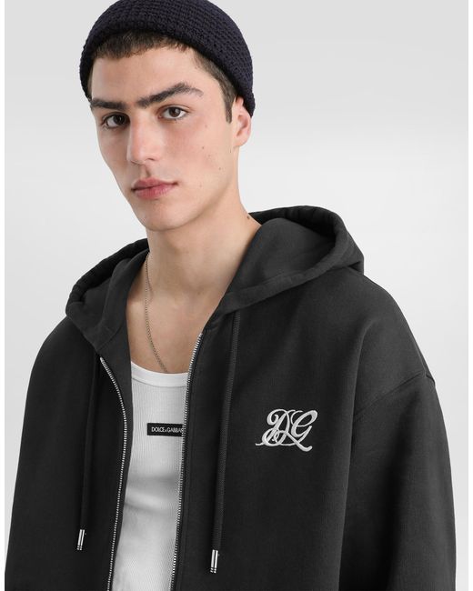 Dolce & Gabbana Black Cotton Hooded Sweatshirt for men
