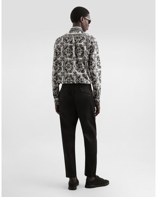 Dolce & Gabbana Black Cotton Gabardine Jogging Trousers for men
