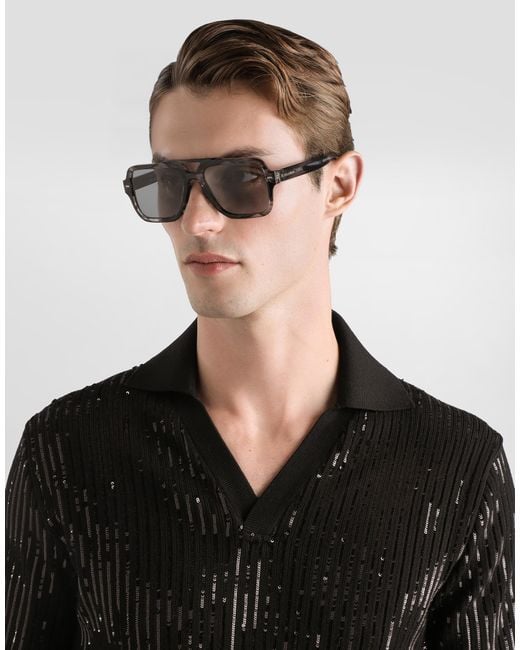 Wool And Silk Polo Shirt Dolce & Gabbana pour homme en coloris Black