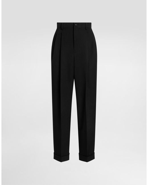 Dolce & Gabbana Wool Gabardine Trousers in Black für Herren