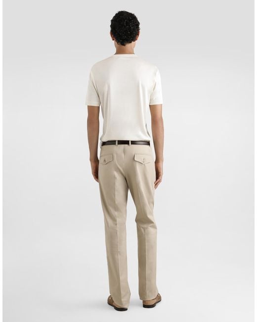 Dolce & Gabbana White Short-Sleeved Silk T-Shirt for men