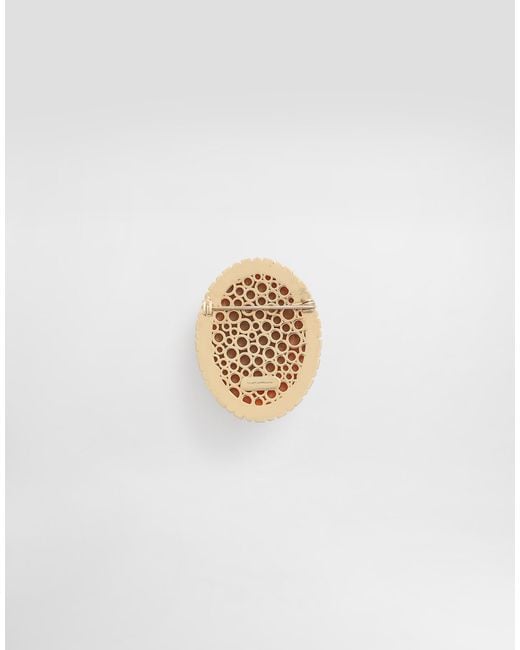 Dolce & Gabbana Oval Cameo Brooch in White für Herren