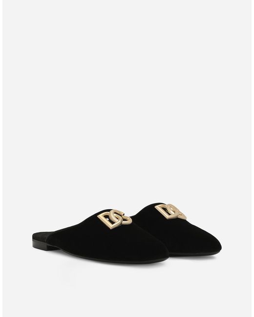 Dolce & Gabbana White Velvet Mules