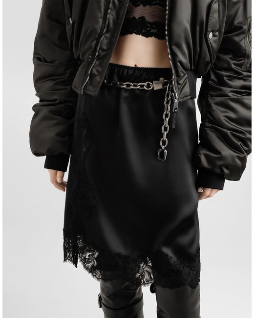 Dolce & Gabbana Black Satin Midi Skirt