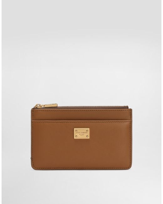 Dolce & Gabbana Brown Kartenetui Aus Plongé-Kalbsleder