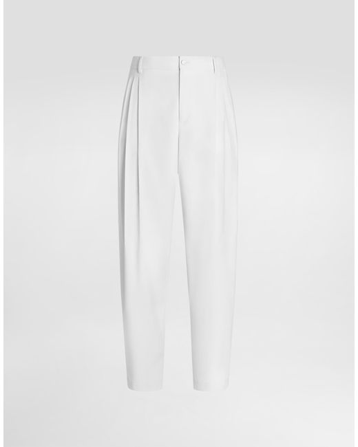 Dolce & Gabbana White Micro-Rib Trousers for men