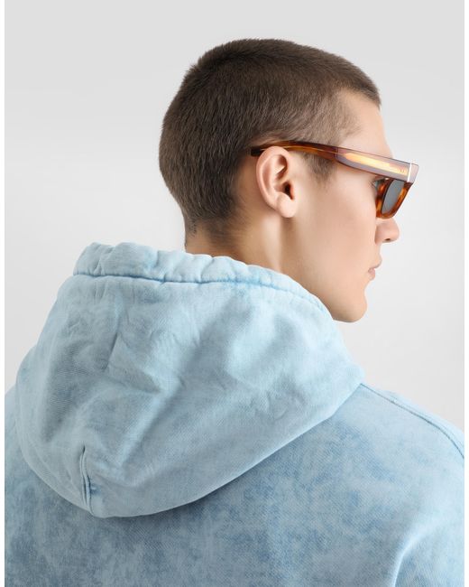 Dolce & Gabbana Blue Cotton Sweatshirt With Vintage Finish for men