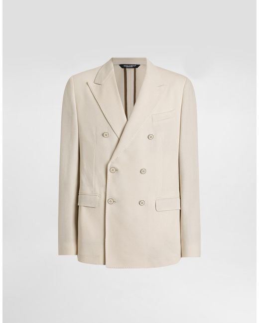 Dolce & Gabbana Natural Double-Breasted Taormina Cotton Jersey Jacket for men