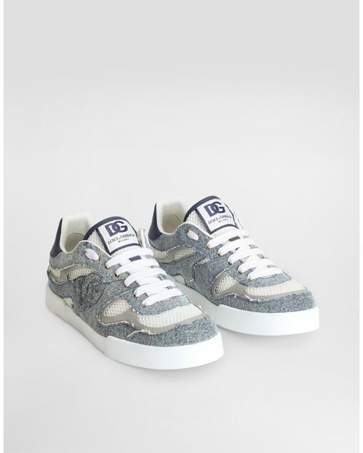 Dolce & Gabbana Blue Calfskin Strobel Portofino Light Sneakers for men