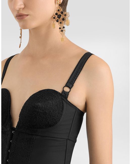 Dolce & Gabbana Black Bustier-Style Bodysuit