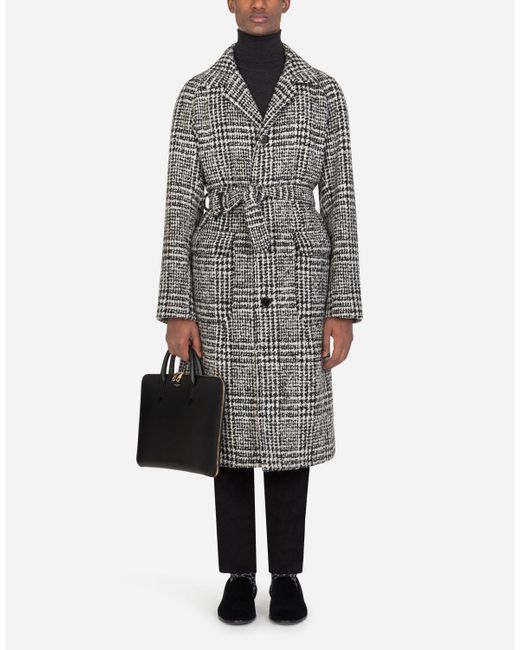 grey plaid wool coat