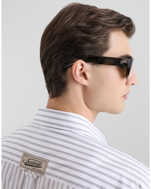 Dolce & Gabbana Blue Striped Poplin Martini Shirt for men