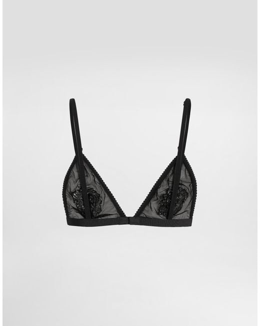 Dolce & Gabbana Black Tulle And Lace Bra