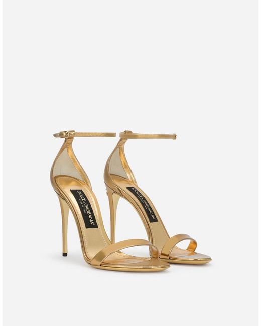 Dolce & Gabbana Metallic Mirrored-Effect Calfskin Sandals